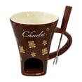 thumbnail image 3 of Taza de fondue de chocolate para cocina con tenedor, utensilios de cocina, dulces, olla caliente, queso, cerámica 130 Marrón, 3 of 9