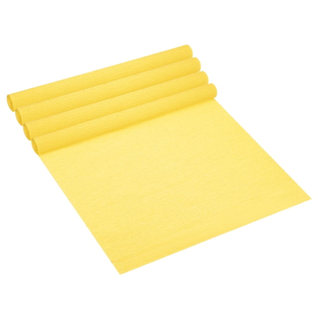 Unique Bargains 8.2ft Crepe Paper Roll, 4 Roll 20" Width Paper Streamer Sheet for Craft Flower Making Decoration, Bright Yellow