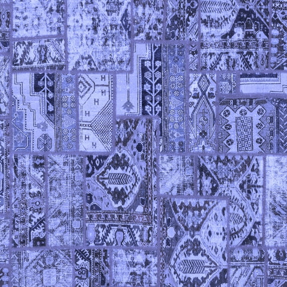 Ahgly Company Machine Washable Indoor Square Abstract Blue Modern Area Rugs, 3' Square