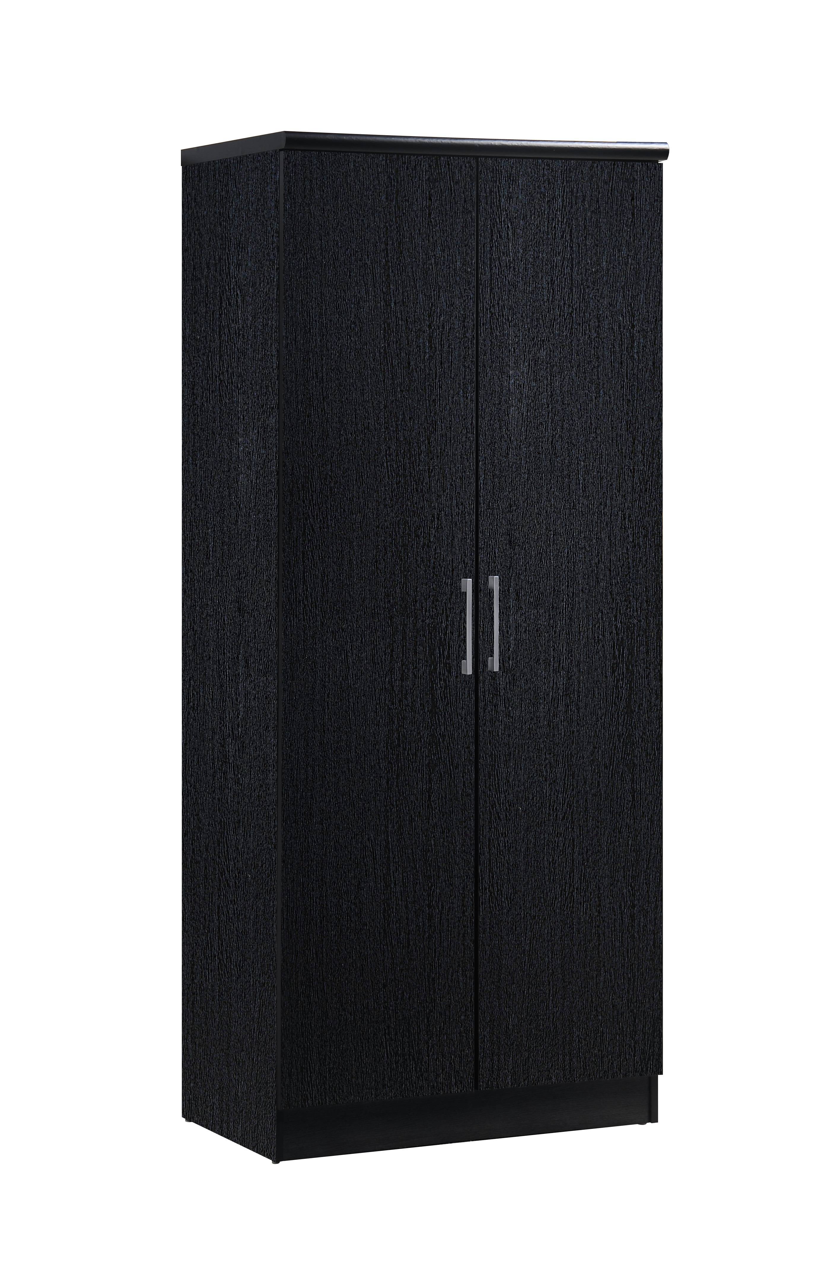 Hodedah 2 Door Wardrobe with 4 Shelves, Black