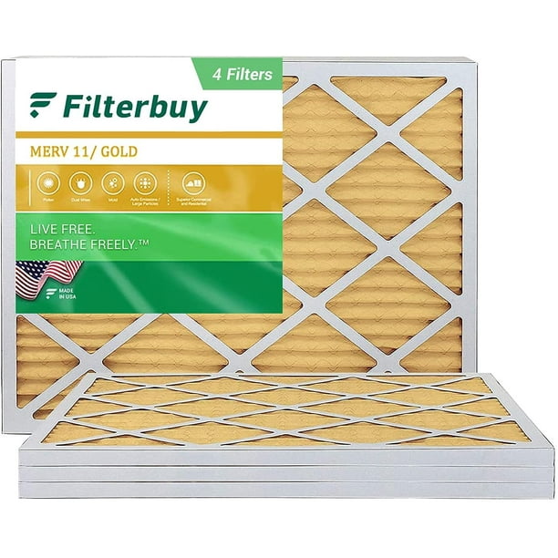 Filterbuy 20x25x1 MERV 11 Pleated HVAC AC Furnace Air Filters (4Pack