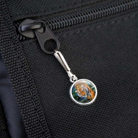 Tiger Stalking at Sunset Butterflies Antiqued Charm Clothes Purse Suitcase Backpack Zipper Pull Aid