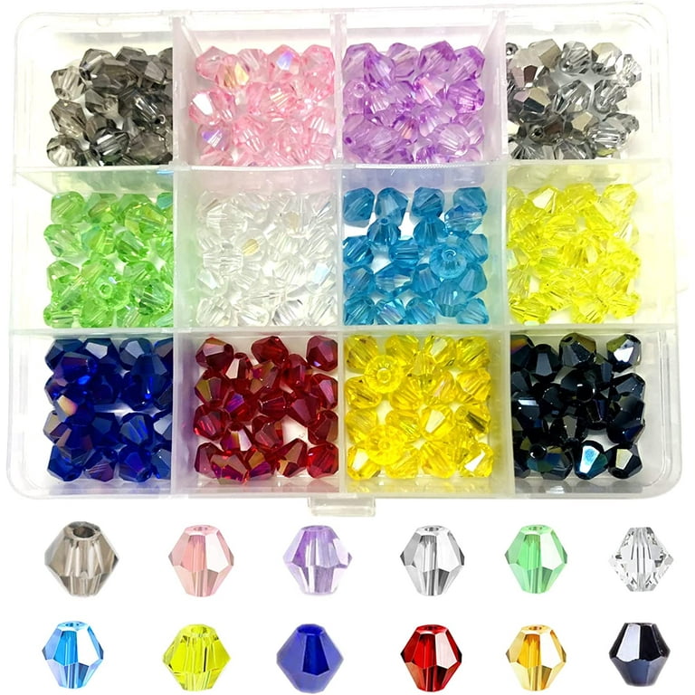 240pcs 8mm Crystal Bicone Glass Seed Beads Plated AB Color