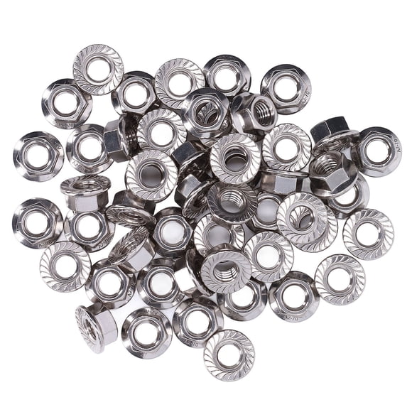 50Pcs Flange Nut, 304 Stainless Steel Fastener Accessory Set Kit M3 M4 M5 M6 M8 M10 M12 for Maintenance