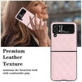 thumbnail image 2 of Designed for Samsung Galaxy Z Flip 4 Case, Leather Soft Luxury Slim Diamond-Shaped Flip Case for Women Men Shockproof Bumper Protective Cover, Pink, 2 of 13