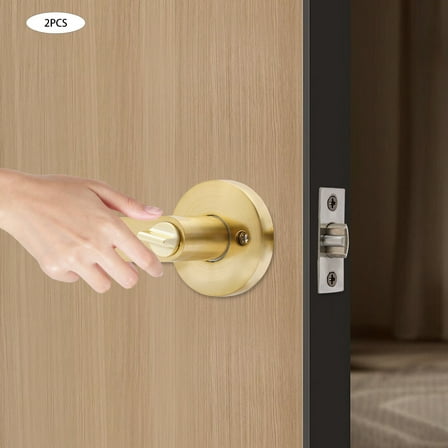 Heavy Duty Door Levers with Keys Privacy Door Locks 2 PCS Door Handles Gold for Bathroom, Bedroom Doors