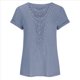 thumbnail image 3 of Suéter de Verano para Mujer, Cuello Redondo, Informal, Tejido A Crochet, Camiseta de Corta con Encaje y Costuras Huecas. Azul L, 3 of 5