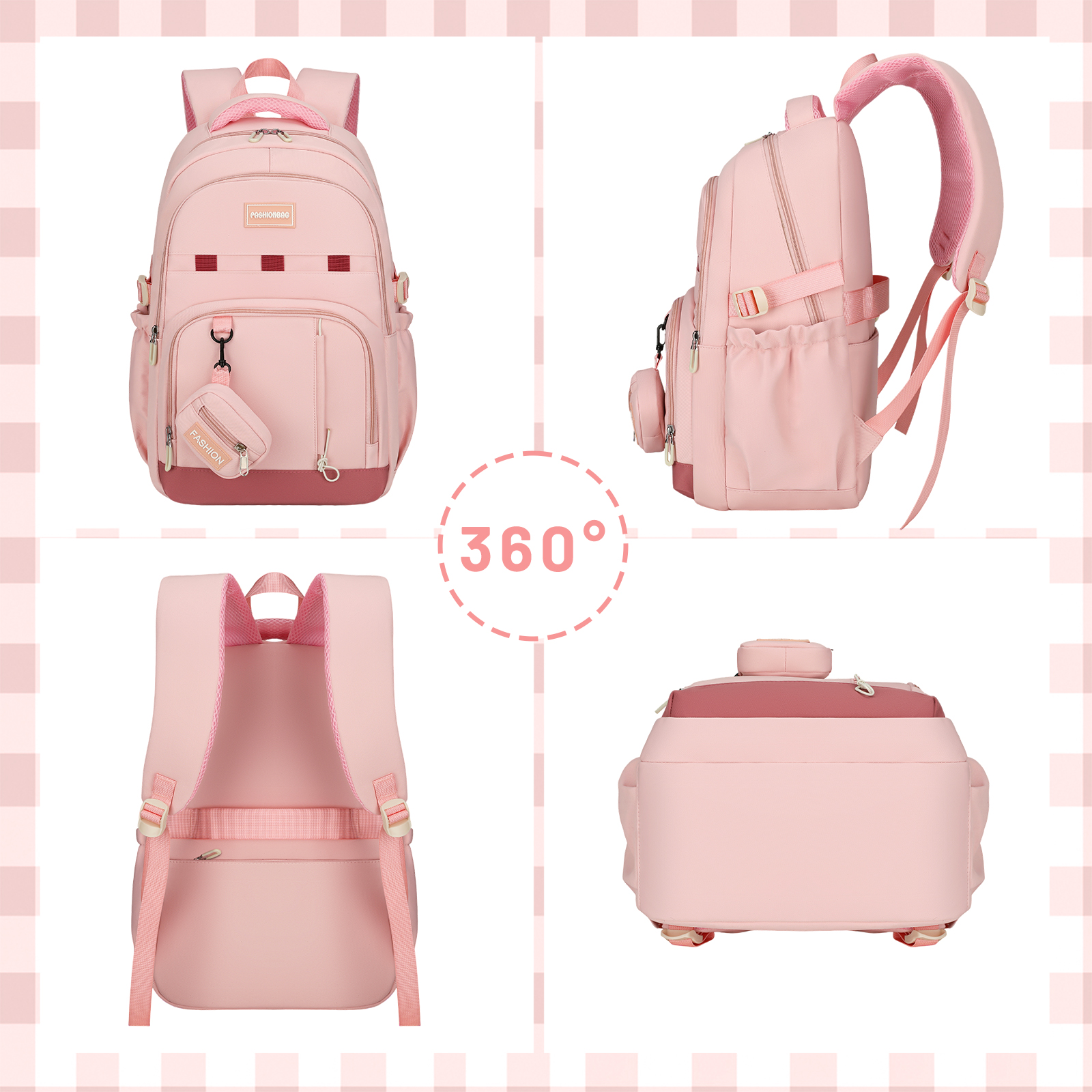 Mochila escolar para universidad, preparatoria y secundaria, moderna, estética, para adolescentes, mujeres, niños y niñas, morada 4