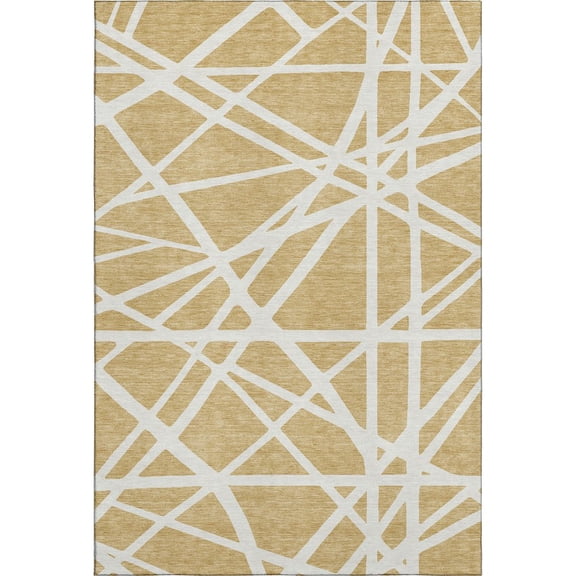 Addison Rugs Mayfield Premium Machine Washable Transitional Geometric Gold Rectangle Rug, 3' x 5'
