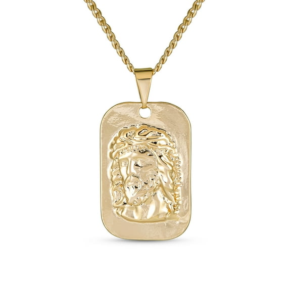 Bling Jewelry Mens Yellow Gold Jesus Christ Medallion Pendant Necklace Men