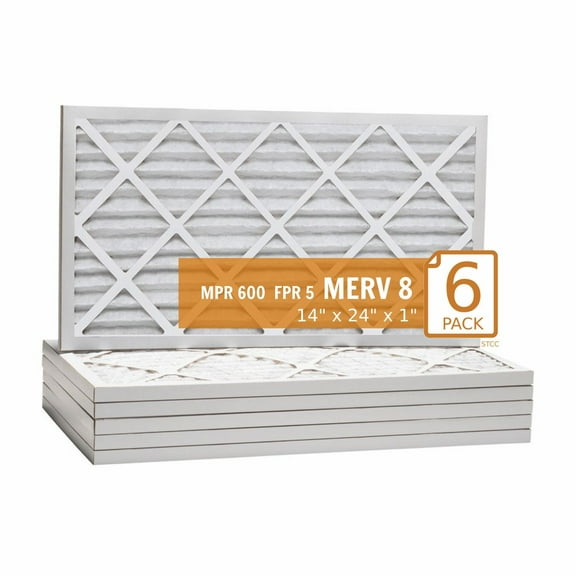 14x24x1 Key Pleat Purolator Air Filter - MERV 8 (6 Pack)