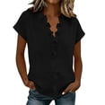 thumbnail image 2 of Avirosel Women's Dressy Casual Tops Ruffle Short Sleeve V Neck Blouses Elegant Business Work Shirts Lightweight Soft Formal Tops for Office Business Meeting Daily Outfits, 2 of 6