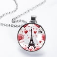 thumbnail image 2 of Eiffel Tower Elegant Glass Circular Pendant Necklace - Stunning Jewelry Piece, 2 of 5