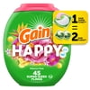 Gain Super Sized Flings Laundry Detergent Pacs, 3-in-1 Detergent Pacs with Febreze and Oxi, Happy Scent, 45 Count