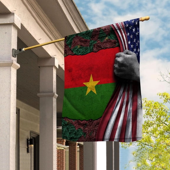 Hand Pulling American Burkina Faso Burkinan Root Patriot House Flag, Double-Sided Outdoor Yard Decor 29.5 x 39.5 Inch