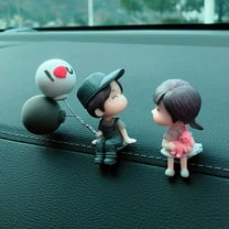 Cute Cartoon Couples Action Figure Figurines Balloon Ornament Car Decoration Auto Interior Dashboard Accessories for Girls Gifts (Gray Balloon)
