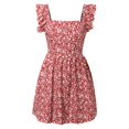 thumbnail image 4 of JAKANYQ Women 2024 Summer Casual Cute Floral Flowy Square Neck Sundressses With Pocket Beach Dress Comfy Breathable, 4 of 8