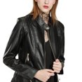 thumbnail image 3 of Txlixc Chaqueta de cuero Pu para mujeres, chaqueta de motocicleta de cuello alto Txlixc moda, 3 of 9
