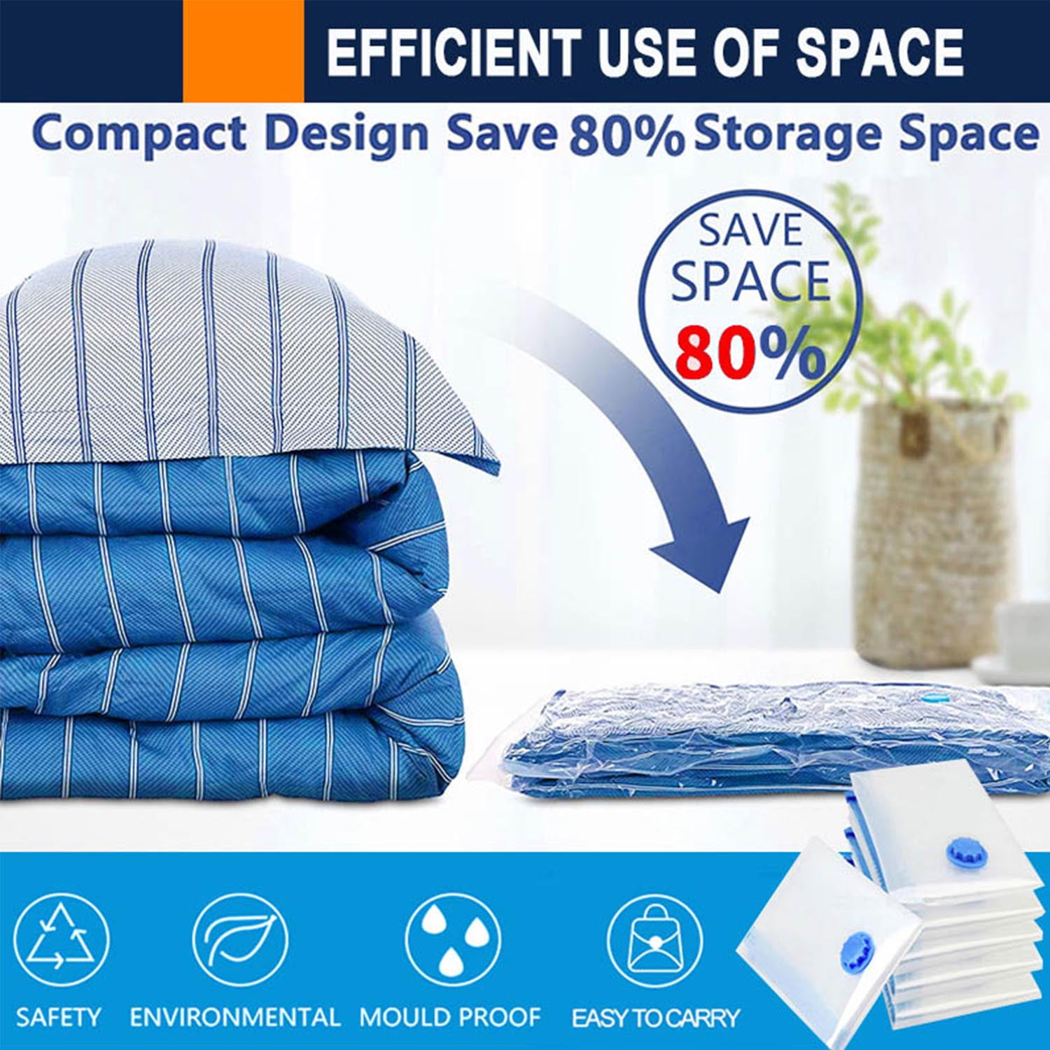 6-Piece Vacuum Compression Bags Set for Clothes and Bedding with Hand Pump  Only د.ب.‏ 9.60 بات بات Mobile