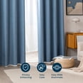 thumbnail image 3 of Sleep Zone Linen Look 100% Blackout Curtains for Bedroom Windows Living Room Darkening Thermal Insulated Drapes 2 Panels, 52" x 84" Blue, 3 of 8