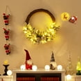 thumbnail image 2 of Topbuy 2 Pack Pre-lit Artificial Christmas Wreath Snow Flocked Xmas Hoop Wreath with 35 LED Lights 65 Branch Tips 8 Natural Pine Cones, 2 of 9