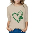 thumbnail image 3 of Riecok St. Patrick's Day T-Shirt Boy and Girls Short Sleeve Printed Top Scoop Neck Oversized Casual All-match Fashion Lightweight Toddler Kids Boy Summer Tops Khaki 9 T, 3 of 5