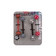 14-Gauge Tongue Barbell Value Pack, Black and Red