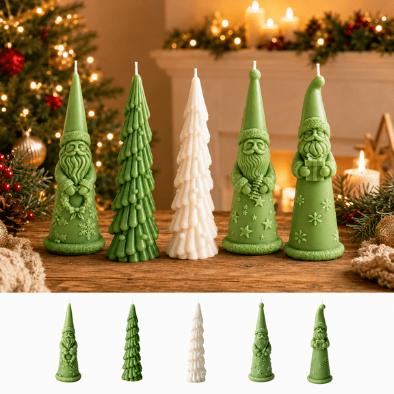 Clearance Christmas Scented Candle, Santa Claus Wax Figurine Candle,Tower Shaped Candles for Xmas Table Centerpiece Mantel Decor Gifts