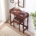 thumbnail image 5 of 39 " Home Office Two Drawers Computer Desk Vanity Table, Solid Wood Laptop PC Desktop Workbench Dresser Console Table for Save Space (Cherry), 5 of 9