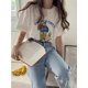 thumbnail image 2 of Unisex Y2K Cartoon & Dog Print T-Shirt - Crew Neck, Short Sleeve, Loose Fit, Lightweight Cotton Blend, Machine Washable - Perfect for Spring/Summer Casual Wear, 2 of 8