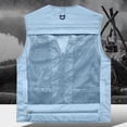 thumbnail image 4 of XUNKUSGA Mens Vest Utility Casual Sleeveless V Neck Fishing Vests for Men Classic Soild Color Travel Hunting Camping Outerwear with Multi Pockets,5XL,Blue, 4 of 6