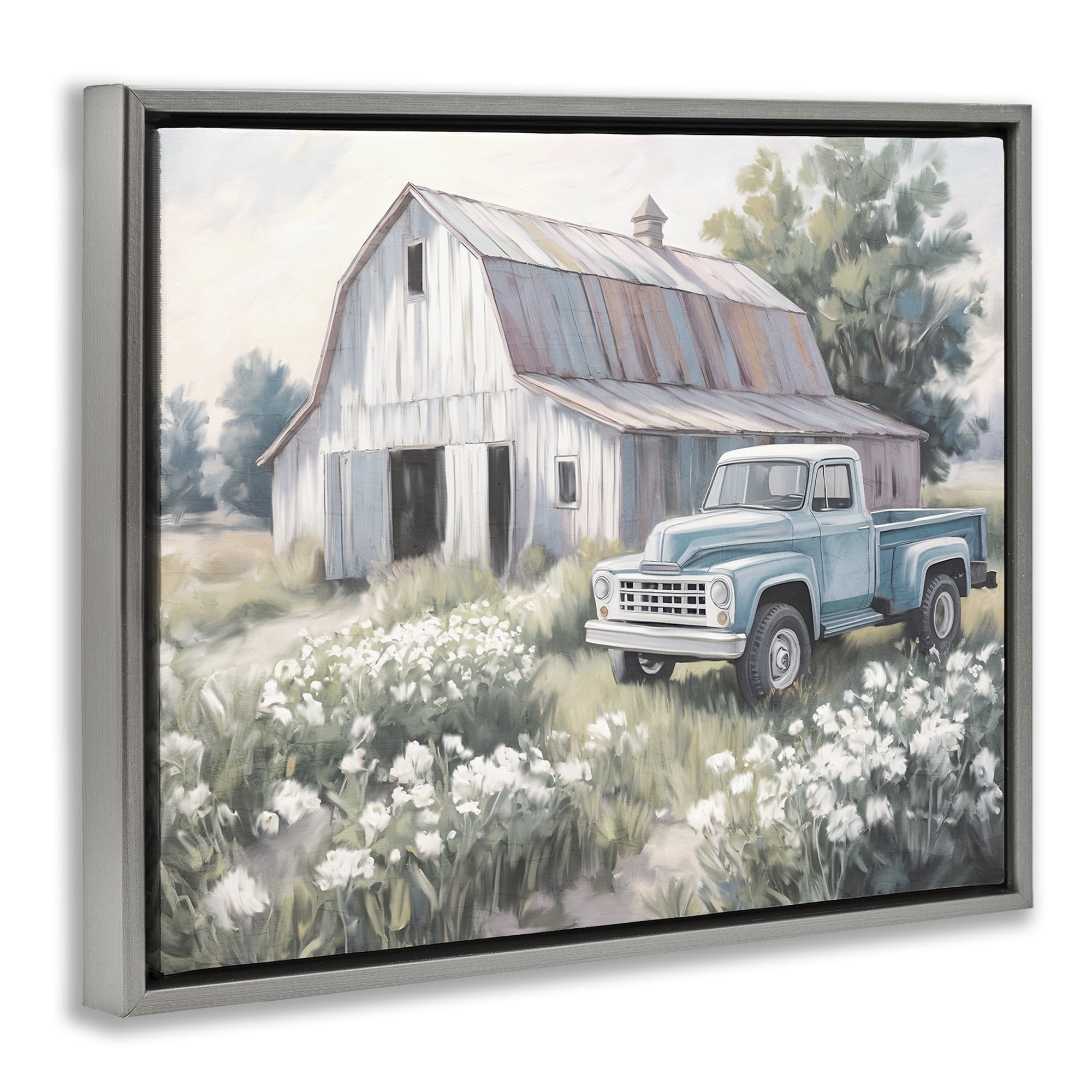 Stupell Industries Pastoral Farm Dreams Gray Framed Floater Canvas Wall Art, design by Kim Allen