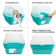 thumbnail image 3 of Litter Box, Large Foldable  Hooded  Litter Box with Transparent Lid (Teal), 3 of 6