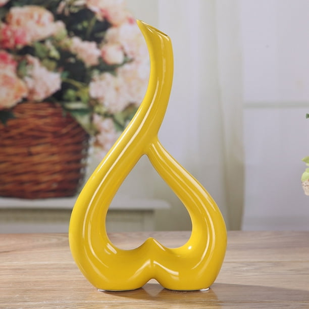 Adornos de decoración del hogar modernos, regalo de Jingdezhen, artesanías de cerámica, adornos para sala de estar, inserto de flores en forma de corazón