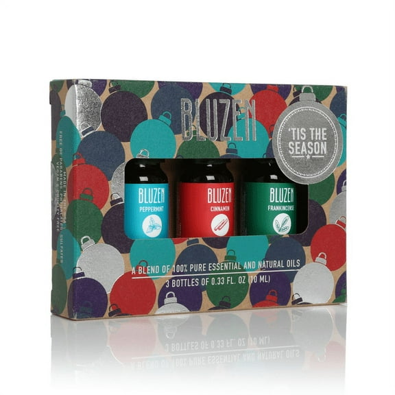 BLUZEN 3-Pack ‘Tis the Season Essential Oils: Peppermint, Frankincense, Cinnamon