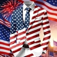 thumbnail image 2 of US Flag Blazers Jacket for Men 4th of July Suit Coat Notched Lapel Long Sleeve Party Jackets One Button Notch Lapel Blue L, 2 of 4