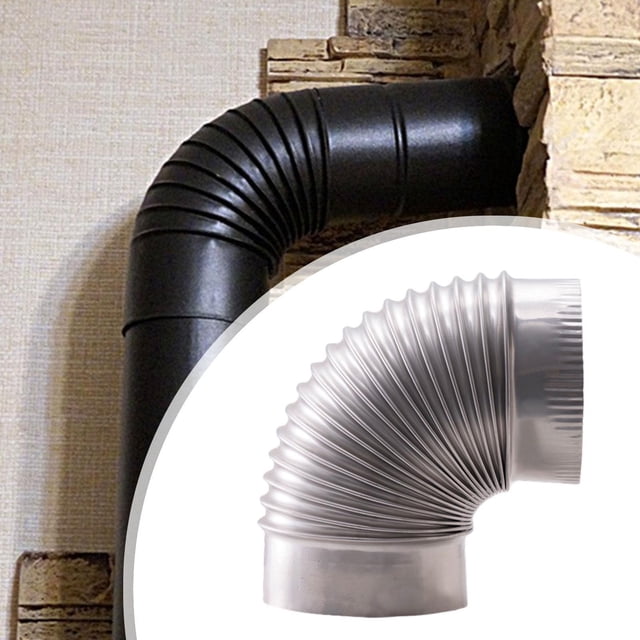 Codo de Tubo de Estufa de Acero Inoxidable de para Reemplazo de Estufa de Leña, Versátil, Resistente a La Oxidación, Adaptador de Tubo de Hu Identificación 125 cm