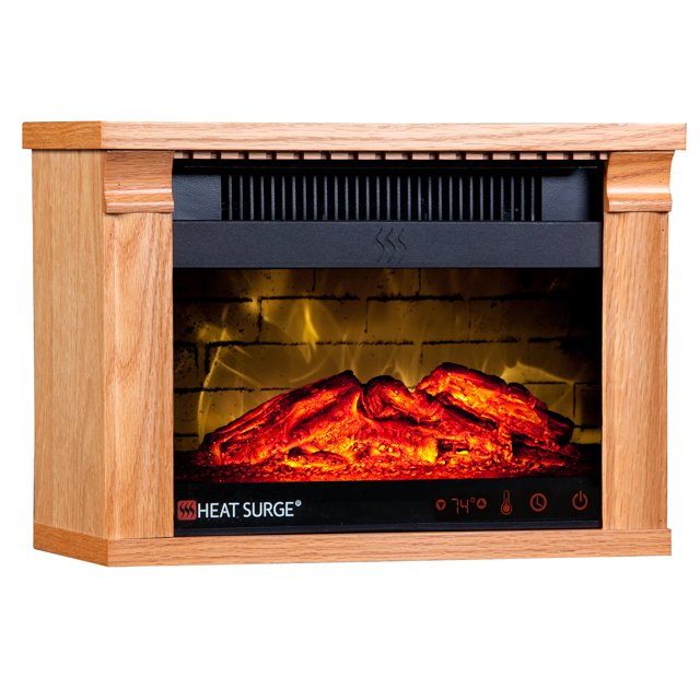 Heat Surge Mini Glo Efficiency Plus Touch Portable Electric Fireplace Heater with Remote Control