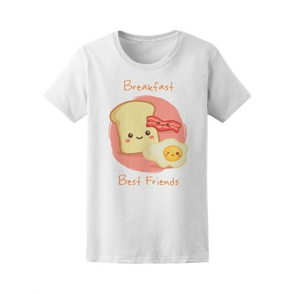 Kawaii Cute Breakfast Food Bacon T-Shirt Women -Image by Shutterstock, Female Large