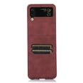 thumbnail image 5 of Dteck Leather Wallet Case for Samsung Galaxy Z Flip 3 with Card Slots Card Holders Shockproof Protective Folding Case For Samsung Galaxy Z Flip 3,Winered, 5 of 6
