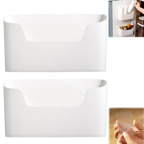 Yahome Adhesive Cabinet Door Organizer 2 Pcs Kitchen Cabinet Door Organizer Mount Inside Cabinet Door Storage,Under Sink Door Storage Shelf for Kitchen Bathroom Craft Room (White)
