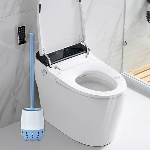 Cepillo de inodoro con mango largo | Juego de cepillos de baño de pared con cerdas suaves y base de plástico | Fácil instalación | Diseño resistente y duradero para una limpieza profunda del inodoro