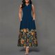 thumbnail image 1 of Vestido largo bohemio con estampado Floral para mujer, vestidos elegantes ahuecados, sexys, de cintura alta, sin mangas, para fiesta, 1 of 4
