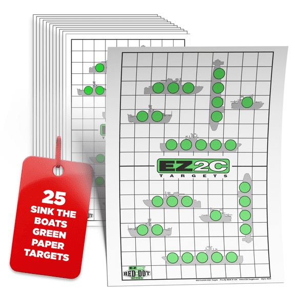 EZ2C Style RD09 Shooting Target - Sink The Boats Paper Targets for Shooting Range 11"x17" Fun Gun Range Targets for Shooting (Tear-Off Pad 25)