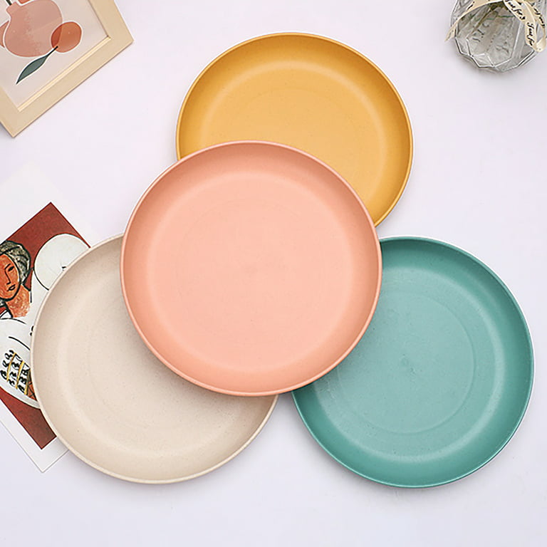Kyraton 9 Inch Large Deep Plastic Plates 8 Pieces, Unbreakable And Reusable  Light Weight Dinner Plates Pasta and Dumpling Bowl Microwave Safe BPA Free