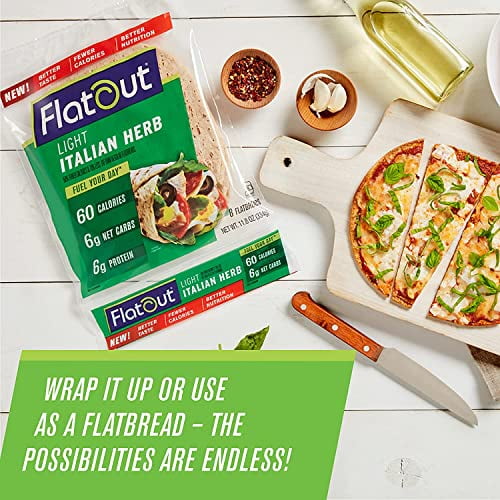 Flatout Flatbread, Light Italian Herb Wraps, Perfect for Use as