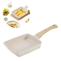 iMucci Premium Tamagoyaki Pan, Nonstick Japanese Omelette Pan, Rectangle Egg Roll Frying Pan with Detachable Anti Scalding Handle for All Stove, 7.3" x 5.9", Beige