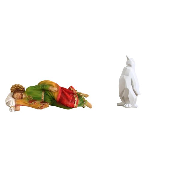 Estatua de José,Estatua de José durmiendo Estatuilla religiosa,Escultura de pingüino,Escultura de pingüino para decoración nórdica del hogar,Adorno de mesa con estatua de