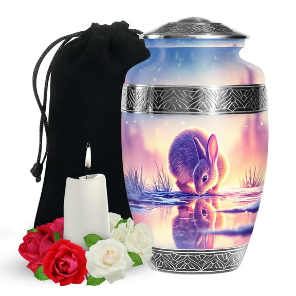 YATSKIA Rabbit Decorative Funeral Urns for Human Ashes Adult Man, Large Memorial Urn for Ashes for Women, (200 Cubic, Large 10 Inch)