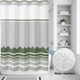 thumbnail image 2 of No Hook Shower Curtain, Dark Green Striped Shower Curtains for Bathroom with See Through Top Window, Abstract Modern Geometric Stripes Waterproof & Washable Bath Curtain Extra Long 72"x84", 2 of 9